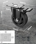 3 Inch Heavy Duty Caster Wheels Set of 4 with locking brakes and industrial swivel top plate on a gray surface.