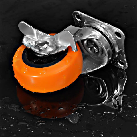 Caster Wheels, 3 Inch Heavy Duty Casters Set of 4 - Locking Swivel Plate Polyurethane Wheels with Brake for Furniture, Carts, and Workbench