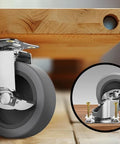 3" Caster Wheels Set of 4 - Heavy Duty Swivel Plate Casters with Rubber Wheels, Locking Brake Castors for Furniture, Carts, and Workbench