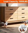 Wooden dresser on 3 Inch Side Mount Casters Set Of 4, L-Shape Heavy Duty Plate Casters With Brakes, 1000 Lbs Total Capacity