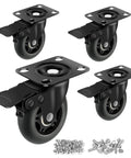 3" Casters Set of 4 - Heavy Duty Quiet Casters, Max Load 2000 lbs, Soft Wheels for Carts, Glide Smoothly and Protect Floors, Locking Furniture Casters