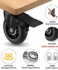 3" Casters Set of 4 - Heavy Duty Quiet Casters, Max Load 2000 lbs, Soft Wheels for Carts, Glide Smoothly and Protect Floors, Locking Furniture Casters.