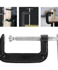 3 Inch Heavy Duty C Clamp Set, Industrial Steel C Clamps For Woodworking, Welding And Building, 2 Pack, side view of clamp in use