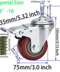 Three Inch Heavy Duty Stem Casters 360 Degree Swivel Durable PVC Wheels With Three Eighths Inch By Sixteen Threads Per Inch One Inch Length.
