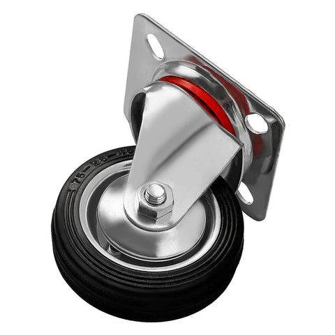 3 Inch Heavy Duty Swivel Caster Wheels 4 Pack with Rubber Base, Top Plate, and Double Ball Bearings