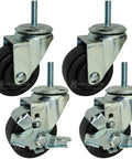 Set of 3 Inch Heavy Duty Workbench Casters, Fits on Husky Workbenches (2 Swivel Casters with Brake, 2 Without), metal and rubber