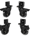 3 Inch L Shaped Plate Swivel Caster With Brake Side Mount Quiet Non Marking Polyurethane Wheels 600 Lb Capacity Set Of 4