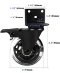 3 Inch L Shaped Plate Swivel Caster With Brake Side Mount Quiet Non Marking Polyurethane Wheels 600 Lb Capacity Set Of 4