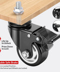 3 Inch Heavy Duty Caster Wheels Set Of 4 With Threaded Stem For Furniture And Workbenches Half Inch Diameter And 13 Threads Per Inch Locking Casters
