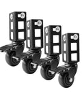 4 Pack 3 Inch Heavy Duty Locking Caster Wheels For Storage Racks And Boltless Shelving, 500Lb Capacity, Ball Bearing Swivel With Brakes