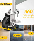 3 Inch Locking Swivel Caster Wheels Set of 12 with Threaded Stem 3/8-16 x 1-1/2 Inch, rotating caster for various floor types.