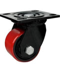 3" inch Low Profile Caster Wheel 1102 Lbs - PU - Iron - Top Plate Mount - Heavy-duty caster with polyurethane wheel.