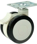 3" inch medical caster wheel - plate w/ brake pu/abs built for smooth motion, steady alignment, shown mounted with brake lever.