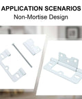 Six Pack 3 Inch Non Mortise Door Hinges With Screws Heavy Duty Stainless shown in application scenarios