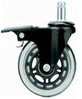 3" inch Office Chair Caster Wheel 99 Lbs - Brake PU Stem, black swivel caster with upper brake and polyurethane wheel.