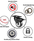 3 Inch Heavy Duty Locking Caster Wheels Set of 8 for Industrial Applications showing swivel plate and durable polyurethane construction.