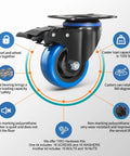 3 Inch Caster Wheels Set Of 4 Heavy Duty With Brake And Dual Locking Casters, Quiet Polyurethane Foam Wheels shown with features