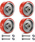 3 Inch Heavy Duty Caster Wheels Set Of 4 With Polyurethane On Cast Iron Wheels 1400 Lb Capacity Industrial Casters