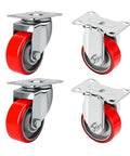 Heavy Duty 3 Inch Caster Wheels Set Of 4 With Polyurethane Steel Wheels Noiseless Swivel Casters For Trolleys Furniture And Toolboxes
