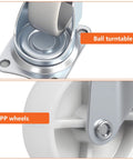 3-Inch Swivel Caster Wheels Set Of Four Polyurethane Plate Casters showing ball turntable and PP wheels details