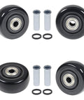 Set Of 4 PU Caster Wheels, 3 Inch Wide, 75mm Diameter, 1-1/4 Inch Wheel Width, 3/8 Inch Axle, High Load Capacity And Quiet Rolling