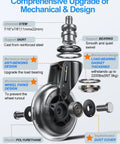 Exploded view of 3-inch heavy-duty rubber caster wheel showing components for office chair wheels replacement.