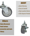 Set Of Four 3 Inch Caster Wheels With Locking Brakes, Rubber Heavy Duty Casters For Workbenches, Carts, Furniture Top View