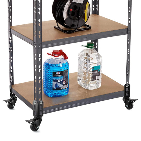 Three Inch Storage Rack Caster Wheels For Boltless Self Locking Shelving Racks, Heavy Duty PVC Wheels, installed on shelf