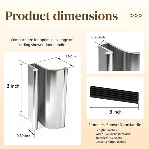 3 Inch Shower Glass Door Handle For Frameless Sliding And Swing Doors, Pull Handle Compatible With Various Glass Thicknesses