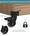 Three Inch Side Mount Caster Wheels Set Of Four With Two Brakes And Two Without Brakes, Heavy Duty Industrial Casters shown installed