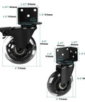 Three Inch Side Mount Caster Wheels Set Of Four With Two Brakes And Two Without Brakes, Heavy Duty Industrial Casters With L Shaped Bracket