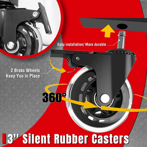 360° swivel caster wheel for Rolling Shop Stool with Wheels, Garage Work Mechanic Stool with Backrest, roller mechanic chair