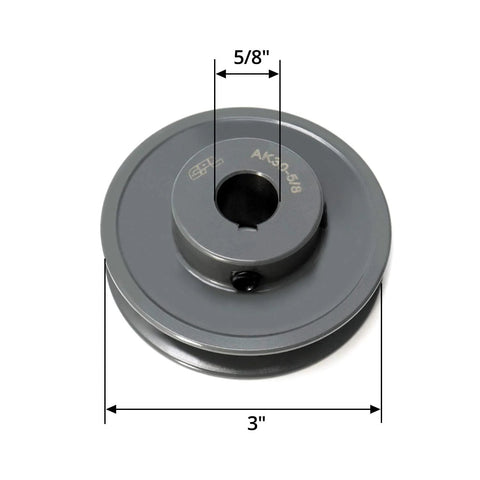 Single Groove V Belt Pulley With Three Inch Outer Diameter And Five Eighth Inch Bore Fixed Bore For V Belt Sections A AX 4L