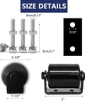 Size details of 2Pack Slide Gate Guide Roller with C Post Welded Bracket, hard nylon roller, screws, and components shown.