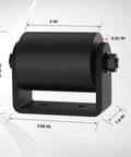 3 Inch Sliding Gate Guide Rollers 2 Pack with C Post Welded Bracket, showing dimensions and black heavy-duty design.