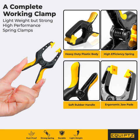 Spring Clamps For Backdrop Stands And Tarps 3 Inch Jaw Clamps with non detachable jaw pads and rubber handle.