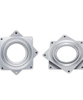 4 Pack 3 Inch Square Lazy Susan Hardware, Metal Turntable Bearings with Steel Ball Raceway, showing zinc plated swivel plates for cabinets