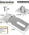 Dimensions diagram of 3 Inch Stainless Steel Hasp Latch with brushed finish, showing parts and measurements in a 1 pack.
