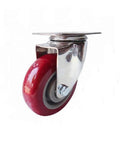 3" stainless steel caster pu wheel - top plate mount, heavy duty red wheel, designed for smooth installs in CNC and automation, 1-pack