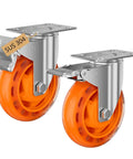 3 inch stainless steel caster wheels with total lock brake, SUS 304 washable heavy duty waterproof casters in a 2 pack, side view.