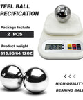 2 Pieces 3 Inch Ball Bearing Steel Balls 76.2mm Precision Solid Balls With Polished Finish on scale showing weight