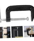3 Inch Heavy Duty C Clamp Set, Industrial Steel C Clamps For Woodworking, Welding And Building, 2 Pack, shown in use