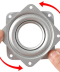 Hands holding 2 Pack 3 Inch Lazy Susan Turntable Heavy Duty Steel Ball Bearing Square Rotating Tray with Low Profile Design for spinning