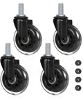 Three Inch Stem Casters Set Of Four With M10 By Twenty Millimeter Metric Threaded Stem Heavy Duty Wheels For Furniture Swivel Castors With Nylon Lock Nuts Quiet Smooth Rolling Up To 500 Lbs Capacity."