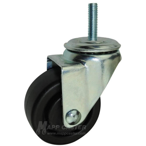 Close-up of a 3 Inch Heavy Duty Workbench Caster, Fits on Husky Workbenches, featuring metal bracket and black wheel