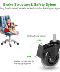 Three Eighths Inch Thread Swivel Stem Casters With Locking Brake showing brake structure and safety system on chair