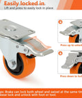 3-Inch Caster Set 4 Pieces With Brake And Fixed Wheel Combination For Mobile Metal Racks Carts, swivel caster with brake close-up