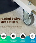 Heavy Duty 3 Inch Swivel Stem Casters Set Of 4 With Threaded Five Sixteenth Inch 18 UNC By One And One Half Inch Rubber Wheels