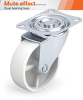 3-Inch Swivel Caster Wheels Set Of Four Polyurethane Plate Casters shown close-up, dual bearing design, silver base