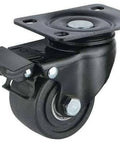 3" inch Low Profile Caster Wheel 441 Lbs - Brake Nylon - Top Plate Mount with black swivel design.